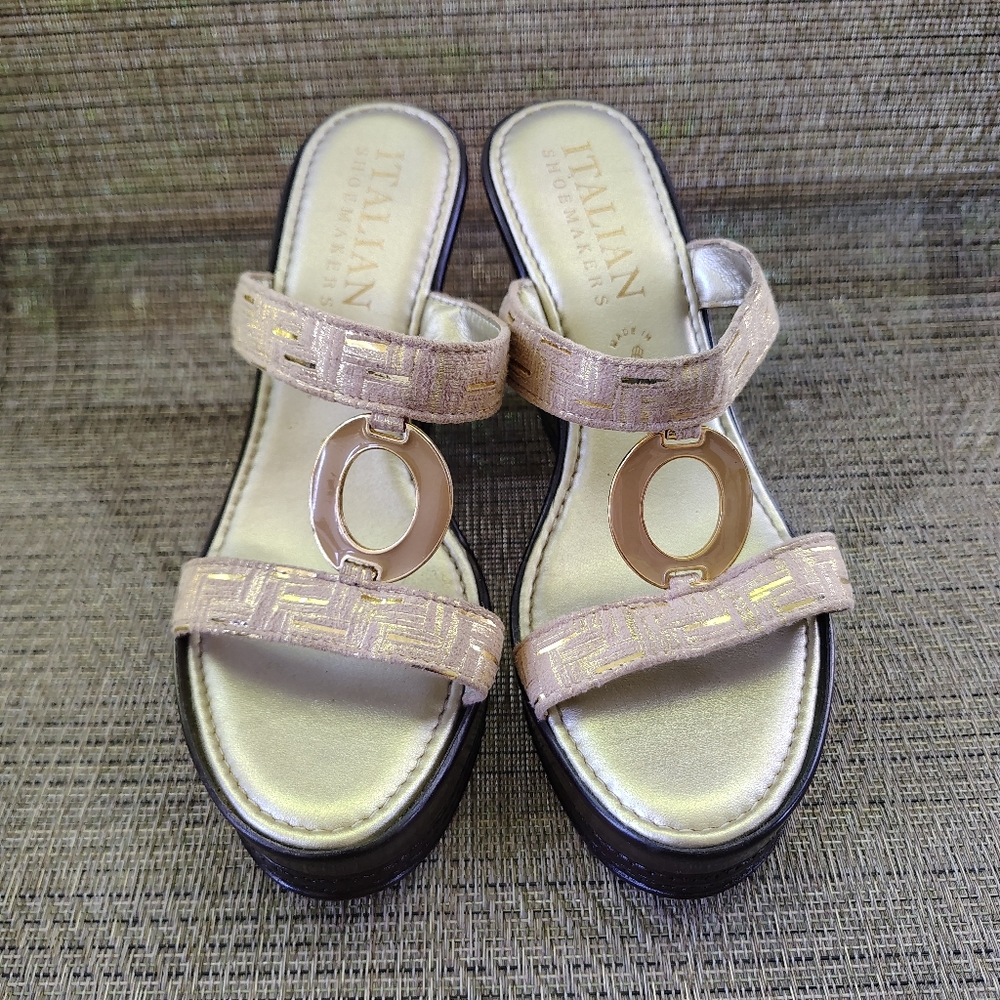 Italian Shoemakers Tan Sandals with Textured Straps